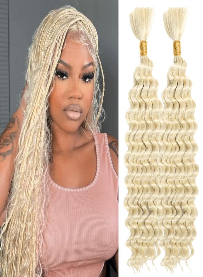 FCHLHFC Boho Hair for Braiding 2Bundle 150g 18 Inch Deep Water Wave Bulk Hair for Braiding No Weft Faux Boho Braids Wet and Wavy Hair Extensions（613#） - Image 1